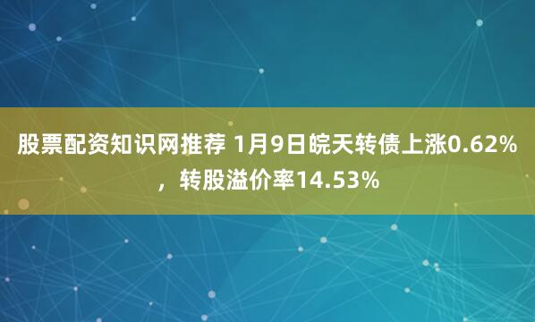 股票配资知识网推荐 1月9日皖天转债上涨0.62%,转股溢价率14.53%